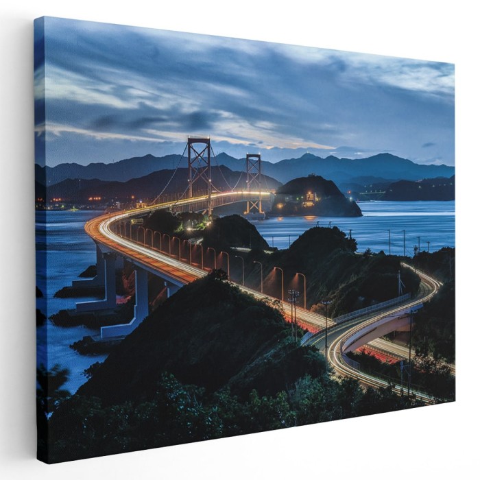 Tablou peisaj pod, apa si munti multicolor 1263 Tablou canvas pe panza CU RAMA 40x60 cm