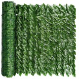 Panou paravan cu frunze artificiale pentru gard si balcon, 100x500 cm, verde