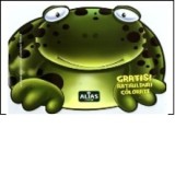 Carte de colorat cu abtibilduri: Animalute dragute. Lipseste si coloreaza. Broasca + jucarie