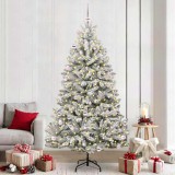 VidaXL Brad de Crăciun artificial Verde și alb 240 cm PVC și Metal 3395768