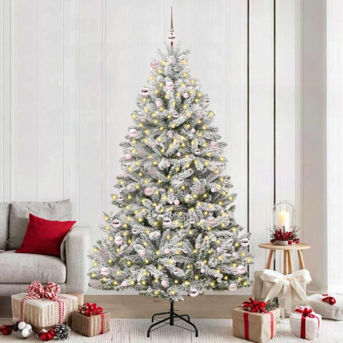 vidaXL Brad de Crăciun artificial Verde și alb 240 cm PVC și Metal 3395768