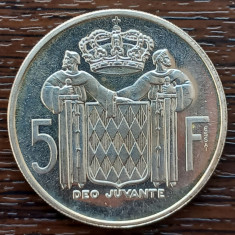 (A169) MONEDA DIN ARGINT MONACO - 5 FRANCS 1960, PROOF, TIRAJ 1.550 BUC., RARA