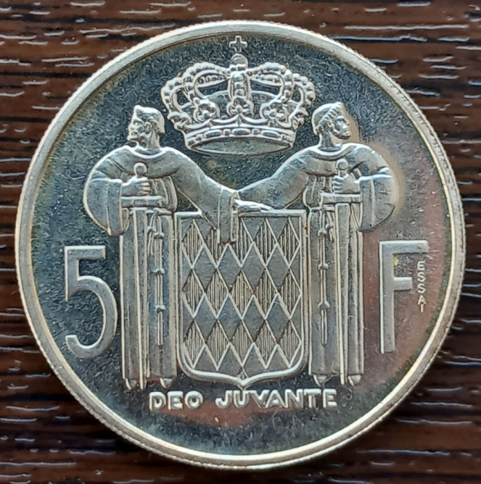 (A169) MONEDA DIN ARGINT MONACO - 5 FRANCS 1960, PROOF, TIRAJ 1.550 BUC., RARA