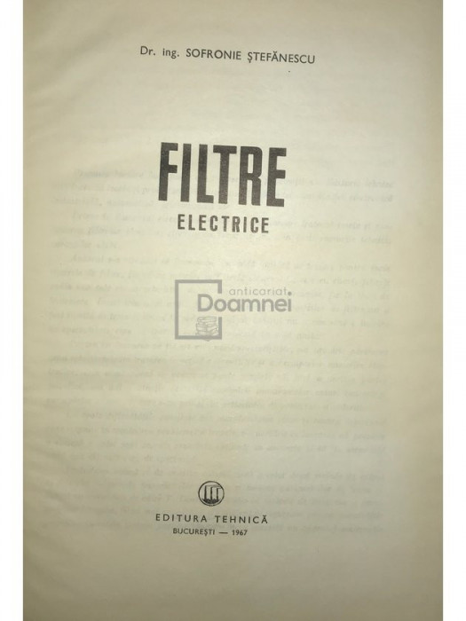 Ștefănescu Sofronie - Filtre electrice (editia 1967)