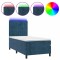 Pat continental cu saltea&amp;LED albastru inchis 80x200 cm catifea
