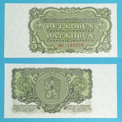 Cehoslovacia (p#82) 5 Korun 1961 &amp;#039;Republica Socialistă&amp;#039; UNC serie: AU 182528 foto