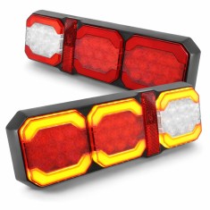 Set Stopuri LED Triple Remorca 12V-24V, 78 LED-uri, IP67 Impermeabil, cu Pozitie, Frana, Semnal si Marsarier, Lampa Spate Rulota Camion Platforma