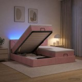 Cumpara ieftin Pat Ottoman cu Saltea si LED Roz 160 x 200 cm Catifea