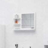 Oglinda de baie, alb extralucios, 60 x 10,5 x 45 cm, PAL GartenMobel Dekor, vidaXL