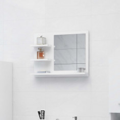 Oglinda de baie, alb extralucios, 60 x 10,5 x 45 cm, PAL GartenMobel Dekor