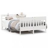 VidaXL Cadru de pat fără saltea, alb, 140x190 cm, lemn masiv de pin