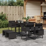 Cumpara ieftin Gossi set mobilier de gradina cu perne, 9 piese, negru, poliratan