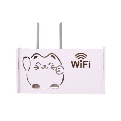 Raft suport Router Wireless, TarTek, din material compozit vopsit alb pentru mascare fire si echipament WIFI , 40 x 21 x 10 cm foto