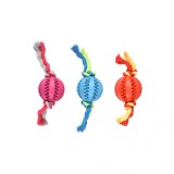 Jucarie dental, minge cu funie, multicolor, 7 cm