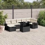 Cumpara ieftin Gossi set mobilier de gradina cu perne, 8 piese, negru, poliratan