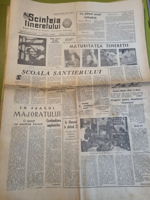 scanteia tineretului 8 decembrie 1963-uzinele brasov,sinaia,baia mare ,bacau