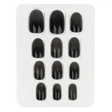 Unghii False cu Adeziv Ombre Negru Oval - Set 12 Bucăți, Oem