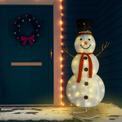 vidaXL Figurină decorativă Crăciun om zăpadă LED 180 cm țesătură lux foto