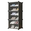 Dulap Modular Pantofi Mufart, Plastic, 3 Compartimente, 6 Rafturi, 44x31x96 cm, Organizator Hol, Rezistent Apa