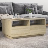 Masuta Cafea Gossi Stejar Sonoma cu LED, 90x49x40 cm, Blat Lemn, Suport 70kg, Living Modern