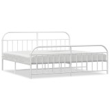 Cumpara ieftin Cadru de pat metalic cu tablie, alb, 200x200 cm