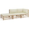 Gossi set mobilier de gradina, cu perne alb crem, 3 piese, bambus