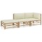 Gossi set mobilier de gradina, cu perne alb crem, 3 piese, bambus