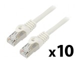 Patch cord F/UTP 6 litat CCA PVC alb 2m 26AWG - Set de 10 bucăți, Lanberg
