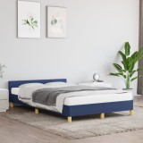 VidaXL Cadru de pat cu tăblie fără saltea, albastru, 120x200cm, textil