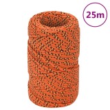 vidaXL Fr&acirc;nghie de barcă, portocaliu, 2 mm, 25 m, polipropilenă
