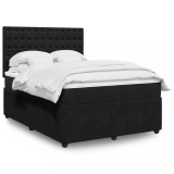 Gossi pat box spring cu saltea, negru, 160x200 cm, catifea
