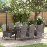 vidaXL Scaune de exterior 9 pcs Gri 200 x 80 x 73 cm Rattan PE