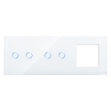 Cumpara ieftin Panou touch din sticla cu 2 intrerupatoare duble si 1 priza, alb, Luxion
