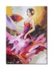 Tablou pictat manual, Eleganta cu evantai, 70x50cm ulei pe panza in cutit efect 3D, Mircea iordache