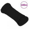 VidaXL Fr&acirc;nghie de lucru, negru, 4 mm, 100 m, poliester