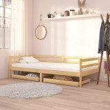 vidaXL Pat de zi cu sertare, 90x200 cm,lemn masiv de pin
