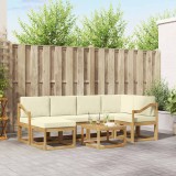 vidaXL Set canapele gradina 7 piese lemn masiv acacia perna alb crem 59x59x37cm