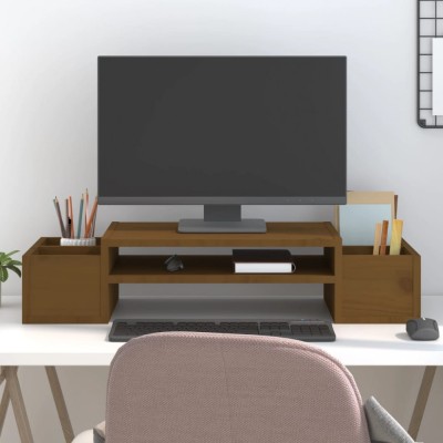 Suport pentru monitor, maro miere, 70x27,5x15cm, lemn masiv pin foto