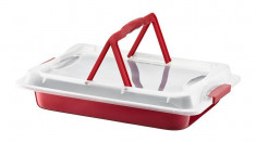 Tava pentru prajitura cu capac plastic 42x29cm Cherry foto