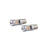 Set becuri auto cu LED CANBUS compatibil P21W BA15S 24 SMD 6.2W Orange 12/24V, destinat competitiilor auto sau off-road