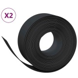 Borduri de gradina, 2 buc, negru, 10 m 20 cm, polietilena