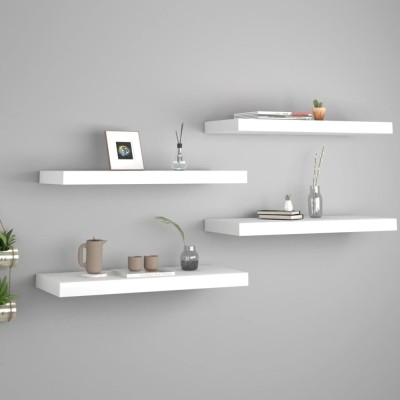 Gossi rafturi de perete suspendate, 4 buc., alb, 60x23,5x3,8 cm, mdf foto