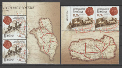 ROMANIA 2020 -EUROPA - Vechi rute postale-2 Serii cu hartile principatelor MNH foto