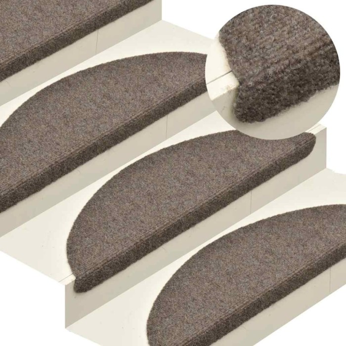 vidaXL Covorașe autoadezive pentru scări, 10 buc., 65x21x4 cm, bej, semirotunde, mari