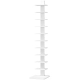 HOMCOM Bibliotecă Verticală cu 11 Rafturi, Structură din Oțel, Economie Spațiu, 34,5x41,5x163,5 cm, Alb | Aosom Romania