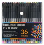 Cumpara ieftin Set 36 pixuri fineliner multicolore, varf fin 0,4 mm din fibra, cerneala pe baza de apa