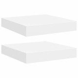 Cumpara ieftin Rafturi de perete suspendate, 2 buc., alb, 23x23,5x3,8 cm, MDF