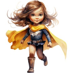 Sticker decorativ Fata Supererou, Galben, 70 cm, 1310STK-2