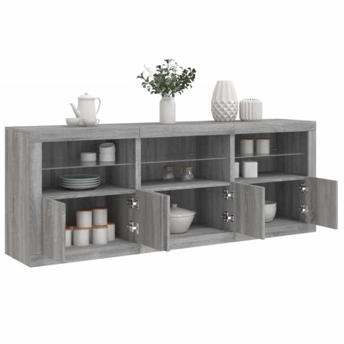 vidaXL Dulap cu lumini LED, gri sonoma, 181,5x37x67 cm 3209007
