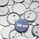 Kit 400 componente pentru insigne personalizate 58 mm, blank-uri metalice cu ac de siguranta si folie transparenta, compatibile cu presa pentru ecusoa